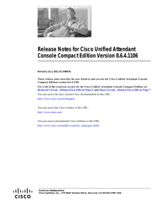 Release Notes for Cisco Unified Attendant