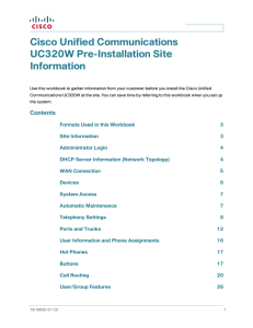 Cisco Unified Communications UC320W Pre-Installation Site Information