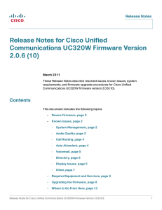 Release Notes for Cisco Unified Communications UC320W Firmware Version 2.0.6 (10) Release Notes