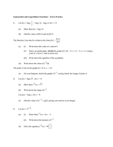 Exponential and Logarithmic Functions – Extra Practice 1. f x