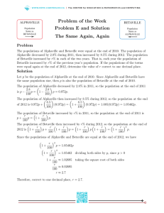 Problem of the Week Problem E and Solution The Same Again, Again Problem