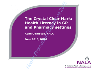 Health Promotion Conference 2015  The Crystal Clear Mark: Health Literacy in GP