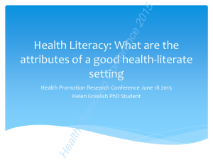 Health Literacy: What are the attributes of a good health-literate setting