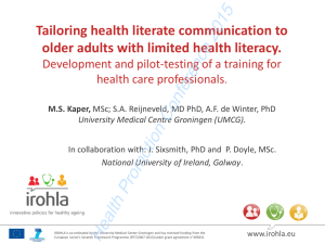 Health Promotion Conference 2015  Tailoring health literate communication to