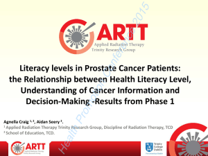 Literacy levels in Prostate Cancer Patients: Understanding of Cancer Information and