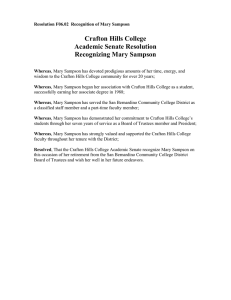 Crafton Hills College Academic Senate Resolution Recognizing Mary Sampson