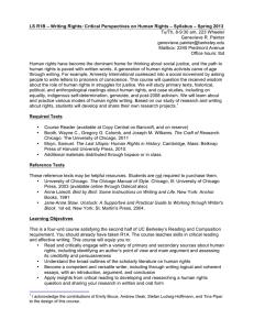 LS R1B – Writing Rights: Critical Perspectives on Human Rights –... Tu/Th, 8-9:30 am, 223 Wheeler Genevieve R. Painter