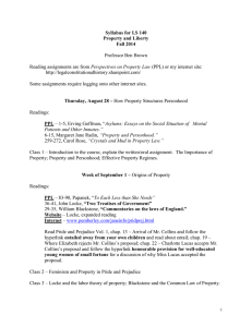 Syllabus for LS 140 Property and Liberty Fall 2014 Professor Ben Brown