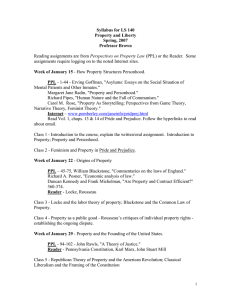 Syllabus for LS 140 Property and Liberty Spring, 2007 Professor Brown
