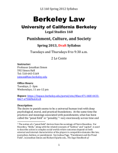 Berkeley Law University of California Berkeley Punishment, Culture, and Society Legal Studies 160