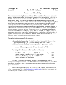 Legal Studies 168  Sex, Reproduction, and the Law Spring 2010