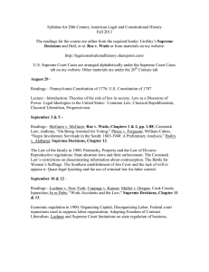 Syllabus for 20th Century American Legal and Constitutional History Fall 2013  Supreme