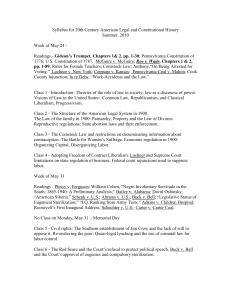 Syllabus for 20th Century American Legal and Constitutional History Summer, 2010