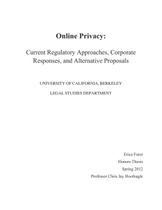 Online Privacy: Current Regulatory Approaches, Corporate Responses, and Alternative Proposals