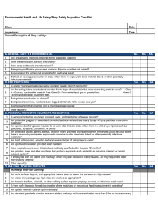 Environmental Health and Life Safety Shop Safety Inspection Checklist