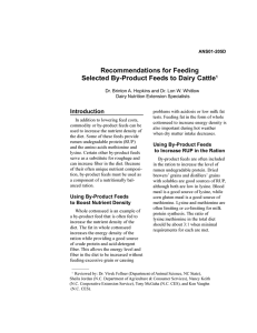 Recommendations for Feeding Selected By-Product Feeds to Dairy Cattle Introduction