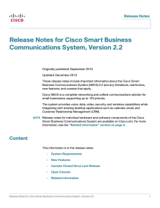 Release Notes for Cisco Smart Business Communications System, Version 2.2 Release Notes