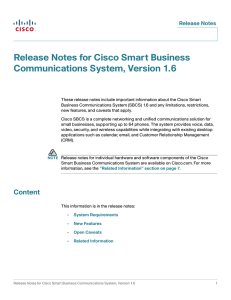 Release Notes for Cisco Smart Business Communications System, Version 1.6 Release Notes