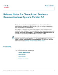 Release Notes for Cisco Smart Business Communications System, Version 1.5 Release Notes