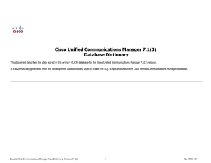 Cisco Unified Communications Manager 7.1(3) Database Dictionary