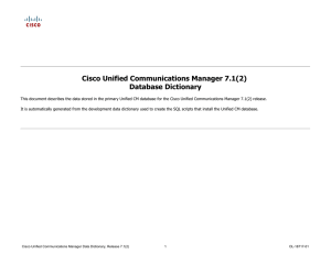 Cisco Unified Communications Manager 7.1(2) Database Dictionary