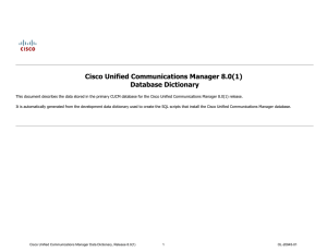 Cisco Unified Communications Manager 8.0(1) Database Dictionary