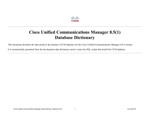 Cisco Unified Communications Manager 8.5(1) Database Dictionary