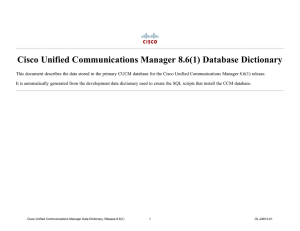 Cisco Unified Communications Manager 8.6(1) Database Dictionary