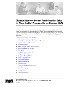 Disaster Recovery System Administration Guide