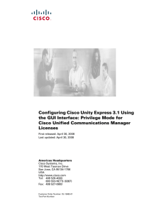 Configuring Cisco Unity Express 3.1 Using Cisco Unified Communications Manager