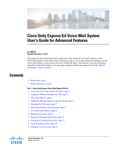 Cisco Unity Express 8.6 Voice-Mail System User’s Guide for Advanced Features