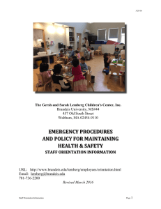 EMERGENCY	PROCEDURES AND	POLICY	FOR	MAINTAINING HEALTH	&amp;	SAFETY