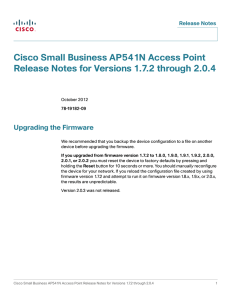 Cisco Small Business AP541N Access Point Upgrading the Firmware Release Notes