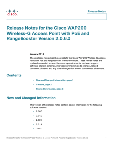 Release Notes for the Cisco WAP200 RangeBooster Version 2.0.6.0 Release Notes