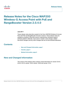 Release Notes for the Cisco WAP200 RangeBooster Version 2.0.4.0 Release Notes