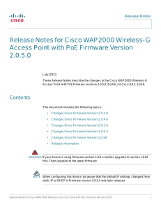 Release Notes for Cisco WAP2000 Wireless-G 2.0.5.0 Release Notes