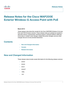 Release Notes for the Cisco WAP200E Release Notes