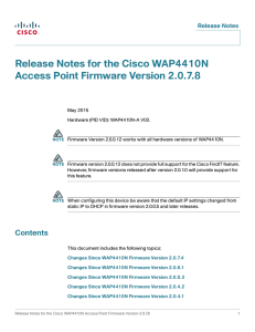 Release Notes for the Cisco WAP4410N Access Point Firmware Version 2.0.7.8