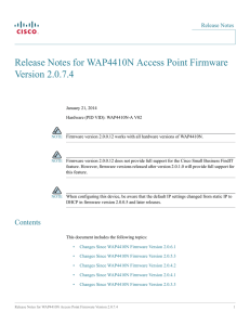 Release Notes for WAP4410N Access Point Firmware Version 2.0.7.4 Release Notes