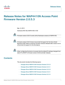 Release Notes for WAP4410N Access Point Firmware Version 2.0.5.3 Release Notes