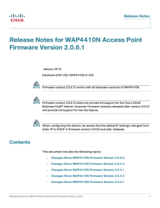 Release Notes for WAP4410N Access Point Firmware Version 2.0.6.1 Release Notes