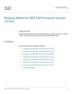 Release Notes for WET200 Firmware Version 2.0.8.0 Contents Release Notes