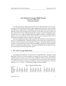 An Honest Gauge R&amp;R Study Donald J. Wheeler