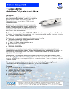 Transponder for GainMaker Optoelectronic Node Element Management