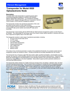 Transponder for Model 6920 Optoelectronic Node Element Management Description