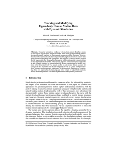 Tracking and Modifying Upper-body Human Motion Data with Dynamic Simulation