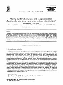 On  the  stability  of  symplectic ... algorithms  for  non-linear  Hamiltonian  systems ... Computer methods in applied