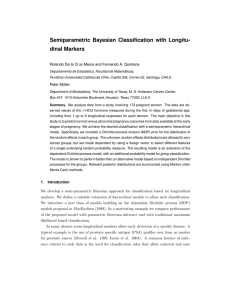 Semiparametric Bayesian Classification with Longitu- dinal Markers