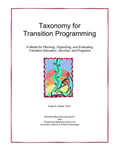 Taxonomy for Transition Programming A Model for Planning, Organizing, and Evaluating