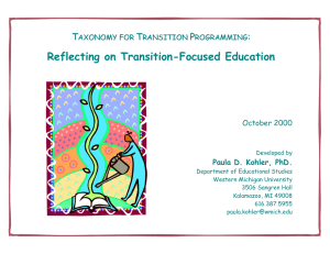 Reflecting on Transition-Focused Education T P :